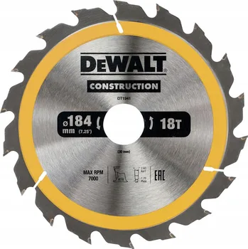Pilový kotouč DeWALT pilový kotouč na dřevo 184 mm, otvor 30 mm, 18 zubů DT1941