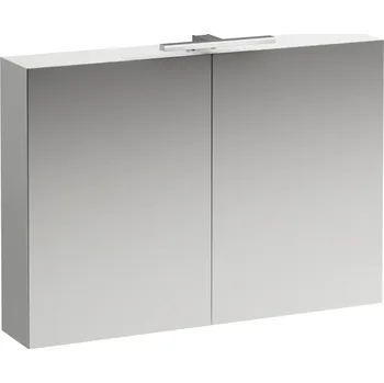 Nábytek LAUFEN BASE Zrcadlová skříňka, osvětlení, el.zásuvka EU IP 44 1000x185, Bílá lesklá - H4028521102611