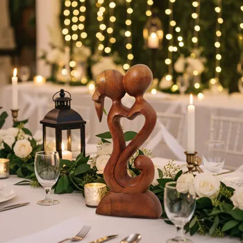 Soška Abstrakt milenci 1 / Dřevo 20 cm