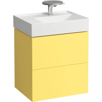 Koupelnový nábytek Kartell LAUFEN Skříňka pod umyvadlo, se 2 zásuvkami, včetně organizéru, s prostorově úsporným sifonem pro umyvadlo H810335 580x450, Hořčicově žlutá - H4075680336441