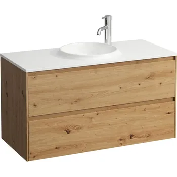 Koupelnový nábytek LAUFEN LANI Skříňka pod umyvadlo, 2 zásuvky, pro umyvadlo H814075 z materiálu Marbond 970x440, Divoký dub - H4042721122671