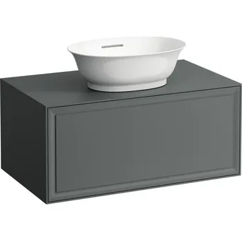Koupelnový nábytek LAUFEN THE NEW CLASSIC Skříňka pod umyvadlo 800, s 1 zásuvkou, s výřezem uprostřed, pro umyvadlové mísy H812852, H812853 775x455, Šedá traffic - H4060110856271