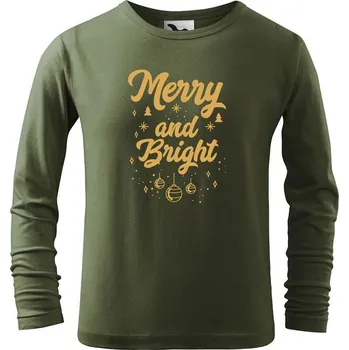 Dětská móda DOBRÝ TRIKO Dětské bavlněné triko Merry and bright Velikost: 134/8 let, Barva: Khaki