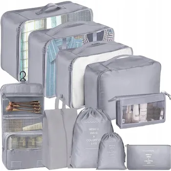 CESTOVNÍ ORGANIZÉR DO KUFRU TAŠKY SADA 10 KUSŮ voděodolný ŠEDÝ