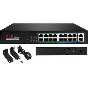 Switch Switch PoE 16 portů POE 160W 2x Uplink RJ45 1Gbps