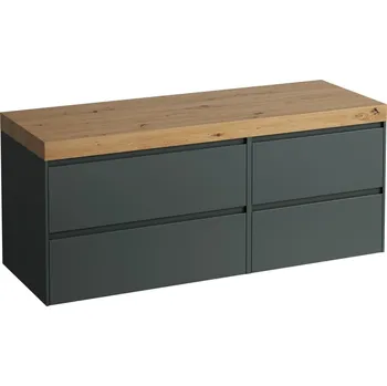 Koupelnový nábytek LAUFEN LANI Modulární sestava 1400, umyvadlová deska 65 mm (.267 divoký dub), bez výřezu, se 4 zásuvkami: zásuvkový element 800 + zásuvkový element 600 1370x495, Šedá traffic - H4065801122661