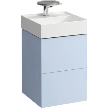 Nábytek Kartell LAUFEN Skříňka pod umyvadlo, se 2 zásuvkami, včetně organizéru, s prostorově úsporným sifonem pro umyvadlo H815331 440x450, Šedomodrá - H4075080336451