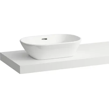 Nábytek LAUFEN LANI Umyvadlová deska 1400, s výřezem vlevo, tloušťka: 65 mm, vč. 3 nástěnných držáků 1370x495, Bílá mat - H4046821122601