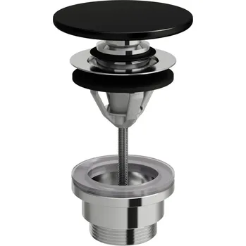 PALOMBA COLLECTION|LAUFEN Odpadní ventil se zátkou click-clack, včetně keramické krytky SaphirKeramik 80x80, Černá mat - H8981927160001