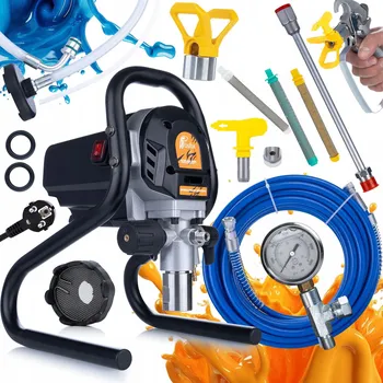 Stříkací pistole MALÍŘSKÁ STŘÍKACÍ PISTOLE AGREGÁT NA AKRYLÁTOVÉ A LATEXOVÉ BARVY 3X FILTR 100 S LANCE 30CM