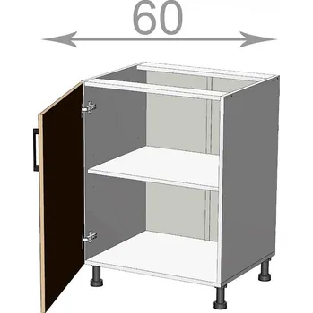 Komoda Capri L60821, kuchyňská skříňka š.60, korpus grafit, dvířka dub Craft bílý