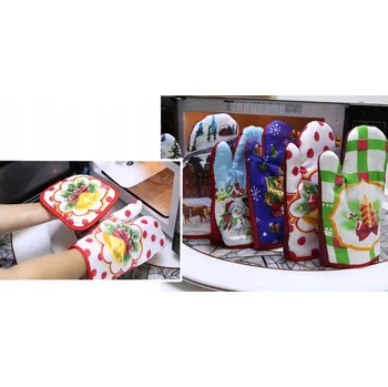 Chňapka KUCHYŇSKÁ RUKAVICE + CHŇAPKA VÁNOČNÍ VZOR MIX 24X14 CM, 16 CM NT1448