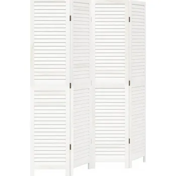 Paraván vidaXL Paraván 4dílný bílý masivní dřevo pavlovnie [358834]