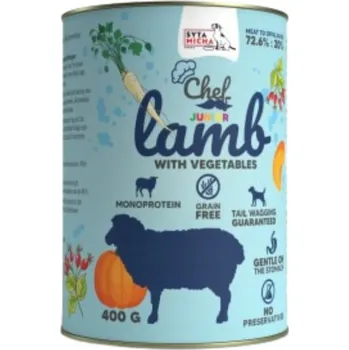 Krmivo pro psa Syta Micha CHEF Jehněčí se zeleninou JUNIOR Krmivo Mokré Monoproteinové 400g