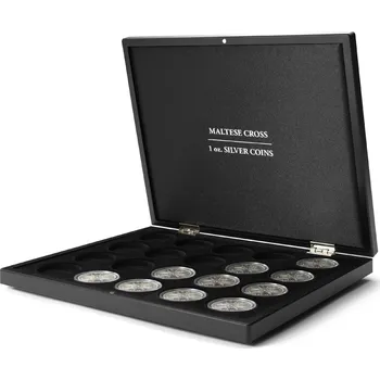 Obal pro sběratelský předmět LEUCHTTURM Volterra Uno - Prezentační kazeta na 20 stříbrných mincí „Maltský kříž“ v kapslích