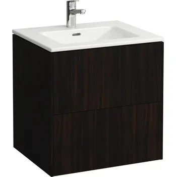 Nábytek BASE|LAUFEN PRO S Umyvadlo 'slim' se skříňkou 600 mm, se 2 zásuvkami, vč. dělícího systému do zásuvek 600x500, Tmavěhnědý jilm - H8649602631041
