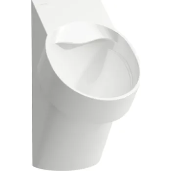 Pisoár LAUFEN VAL Odsávací urinál rimless, vnitřní přívod vody DN50, bez otvorů pro poklop, se senzorem, integrovaným Bluetooth (1litrový sifón H894181 objednat zvlášť) 1 síťový provoz (230 V) 305x365, Bílá LCC (LAUFEN Clean Coat) - H8402864000001