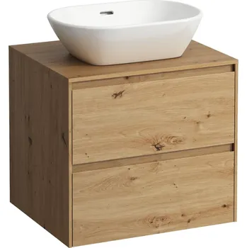 Nábytek LAUFEN LANI Zásuvkový element 600, se 2 zásuvkami, s výřezem uprostřed, top 12 mm 585x495, Divoký dub - H4043011122671