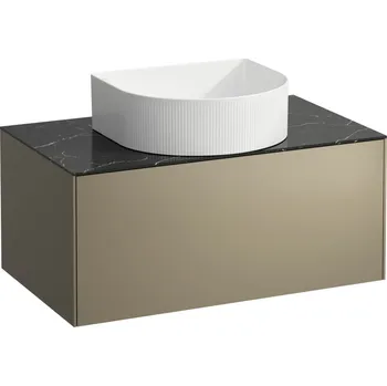 Koupelnový nábytek LAUFEN SONAR Skříňka pod umyvadlo, s 1 zásuvkou, pro umyvadlové mísy H812340, H812341, H812342, H812343, s výřezem uprostřed 775x455, Titan & nero marquina - H4054110341421