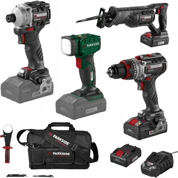 Sada nářadí Sada akumulátorového nářadí Parkside 20 V se 2 akumulátory a brašnou