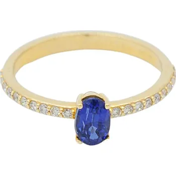Prsten Zlatý briliantový prsten se safírem