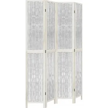 Paraván Paraván, 4-panelový, bílý, masivní dřevo paulovnie