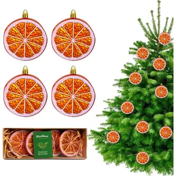 Vánoční dekorace 4x Vánoční Baňky na vánoční stromeček ORANŽOVÉ, tvarované ozdoby, baňky na stromeček