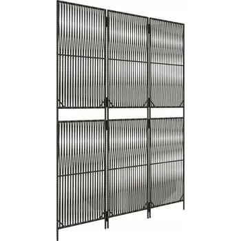 Paraván VidaXL Paraván 3dílný, šedý, polyratan 147 x 200 cm