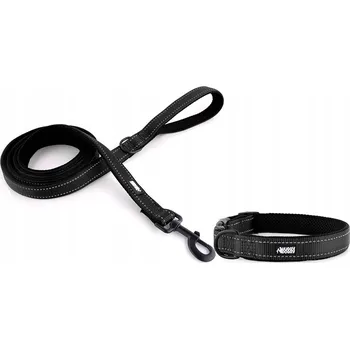 Obojek pro psa Vodítko a obojek pro psa Černý komplet pro malého psa sada HUGGY DOGGY S
