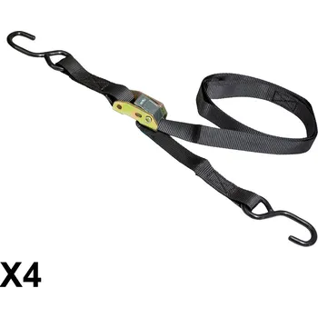Upínací popruh BIKETEC SADA 4 PŘEPRAVNÍCH POPRUHŮ 25 MM X 2 M NOSNOST DO 200 KG, POPRUHY, ČERNÁ BARVA