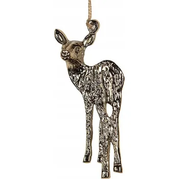 Vánoční dekorace VÁNOČNÍ KOULE ZÁVĚS ZLATÁ KOVOVÁ NA VÁNOČNÍ STROMEK VÁNOČNÍ SRNKA 11cm