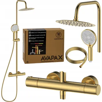 Sprchový set Sprchový set zlatý sprchový sloup s termostatickou baterií, sprchová hlavice a hadice