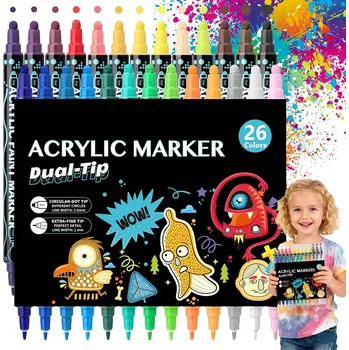 AKRYLOVÉ FIXY 36 BAREV FIXY NA KAMENY, DŘEVO, TKANINY, SKLO