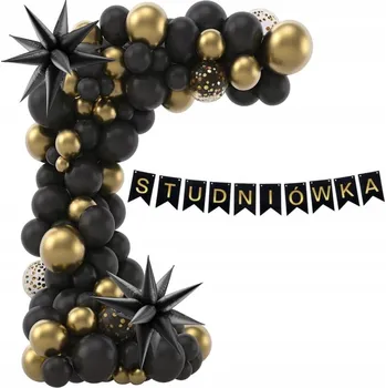 Sada dekorací balónková girlanda banner na ples, černo-zlatá