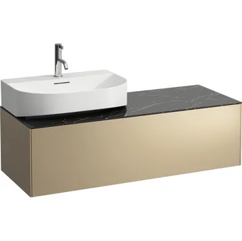 Koupelnový nábytek LAUFEN SONAR Skříňka pod umyvadlo, s 1 zásuvkou, pro umývátka H816341, H816342, s výřezem vlevo 1175x455, Zlato & nero marquina - H4054520341401