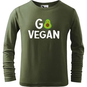 Dětská móda DOBRÝ TRIKO Dětské triko Go vegan Velikost: 122/6 let, Barva: Khaki