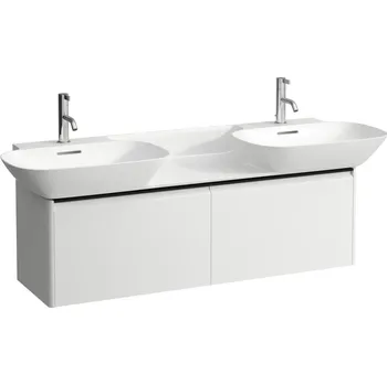 Koupelnový nábytek LAUFEN BASE Skříňka pod umyvadlo, se 2 zásuvkami, pro umyvadlo H814304, úchytka z tmavého hliníku 1170x350, Bílá mat - H4030161102601