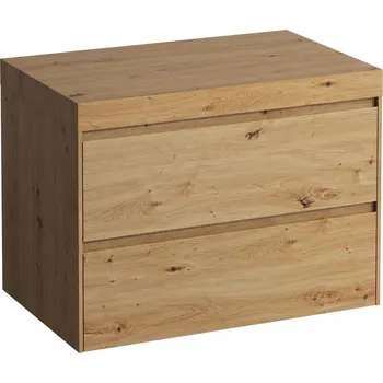 Koupelnový nábytek LAUFEN LANI Modulární sestava 800, umyvadlová deska 65 mm (.267 divoký dub), bez výřezu, se 2 zásuvkami 785x495, Divoký dub - H4065501122671