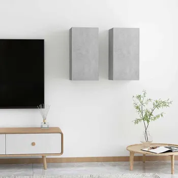 Obývací pokoj vidaXL | Nástěnný TV kabinet | 2 pcs Betonová šedá 30.5 x 30 x 60 cm