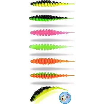 Gumová nástraha Magic Trout T-Worm I-Tail Česnek 65mm 6ks zelená/černá