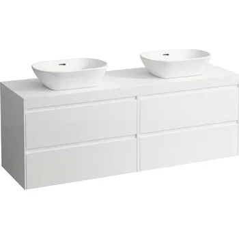 Koupelnový nábytek LAUFEN LANI Modulární sestava 1600, umyvadlová deska 65 mm (.260 bílá mat), s výřezy vlevo a vpravo, se 4 zásuvkami: zásuvkový element 800 pravý + zásuvkový element 800 levý 1570x495, Special colour - H4045941129901