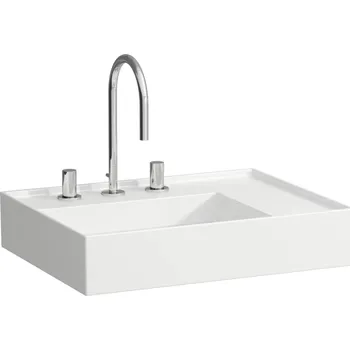 Umyvadlo Kartell LAUFEN Umyvadlo, polička vpravo, se speciálním skrytým vývodem 600x460, Bílá LCC (LAUFEN Clean Coat) - H8103344001581