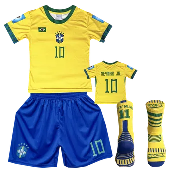 Fotbal Numberoplus Dětský fotbalový dres + fotbalové ponožky Brazílie - Neymar 10 Velikost: 11 roků (vel.140)