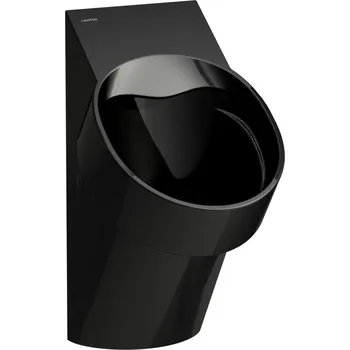 Pisoár LAUFEN VAL Odsávací urinál rimless, vnitřní přívod vody, bez otvorů pro poklop, 1litrový sifón H894181 objednat zvlášť 305x365, Černá lesklá - H8402850200001