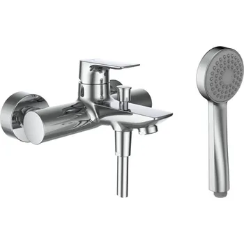 Vodovodní baterie LAUFEN CITYPLUS Vanová nástěnná páková baterie, rozteč armatur 150 mm, včetně syntetické sprchové hadice 1 500 mm a ruční sprchy Stella 80 1F, chrom 245x218, no colour - HF505360100600