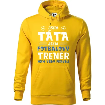 Pánská mikina DOBRÝ TRIKO Pánská mikina s potiskem Táta trenér Velikost pánské mikiny: 4XL, Barva: Žlutá