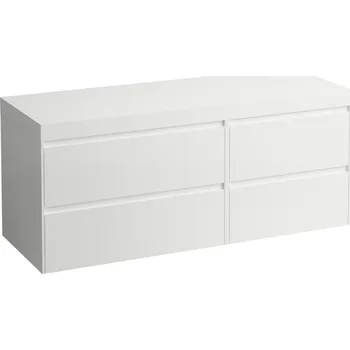 Koupelnový nábytek LAUFEN LANI Modulární sestava 1400, umyvadlová deska 65 mm (.260 bílá mat), bez výřezu, se 4 zásuvkami: zásuvkový element 800 levý + zásuvkový element 600 pravý 1370x495, Multicolour - H4045801129991