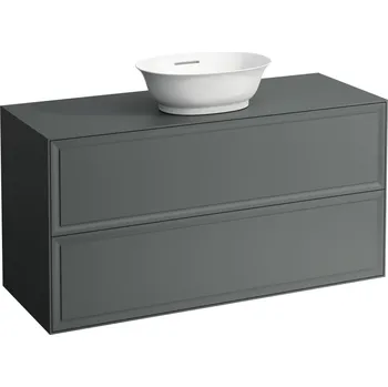 Koupelnový nábytek LAUFEN THE NEW CLASSIC Skříňka pod umyvadlo 1200, se 2 zásuvkami, s výřezem uprostřed, pro umyvadla H816852 1175x455, Šedá traffic - H4060240856271