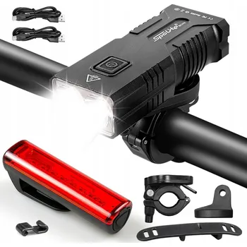 Cyklosvítilna SADA OSVĚTLENÍ NA KOLO, SVĚTLO 3400 lm, 7 REŽIMŮ + ZADNÍ SVĚTLO