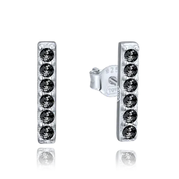 Souprava šperků MINET Elegantní stříbrné náušnice s černými zirkony JMAN0629NE00